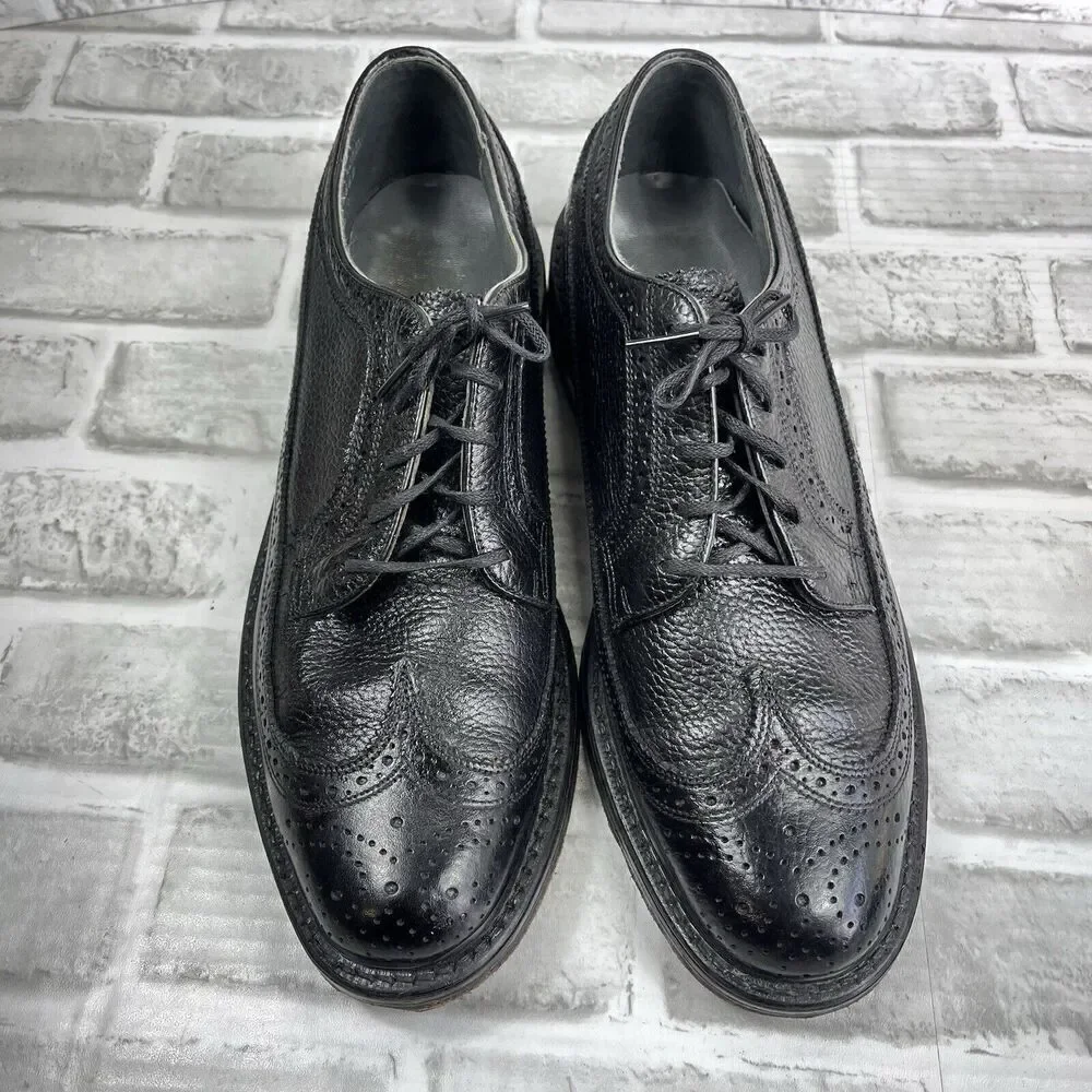Hanover Vintage Sheppard LB Signatures Black Pebble Leather Wingtip Oxfords 9.5
